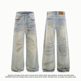American High Street Waste Soil Wind Splash Ink Worn Jeans - kinko