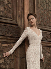 Fantasy V-neck Exposed Back Long Sleeve Mop Dress - kinko