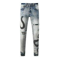 Street Fashion Wash Distressed Skinny Jeans - kinko