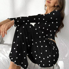 Printed Black White Heart Women's Home Clothes - kinko