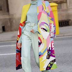 Fall Winter Elegant Women Fashion Lapel Collar Button Long Coat