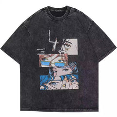 Retro Cotton-padded Clothes T-shirt Street Hip Hop Casual Short Sleeve Men Clothing Top