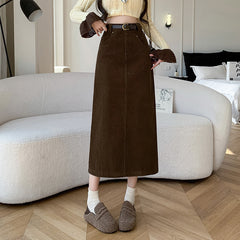 Skirt Retro High Waist A- Line Sheath Straight Skirt - kinko
