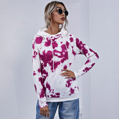 Autumn Women Clothing Contrast Color Tie Dyed Women Pullover round Neck Loose Fitting Women Sweatshirt