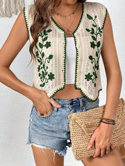 Women New Spring and Autumn Crocheted Hollow All match Short Vest Top Crochet hook