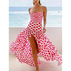 One Piece Swimsuit WomenSexy round Heart Chiffon Dress Swimsuit Outfit