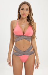 Split Swimsuit Bikini Beauty Back Push up Sling Swimsuit Crisscross Suit