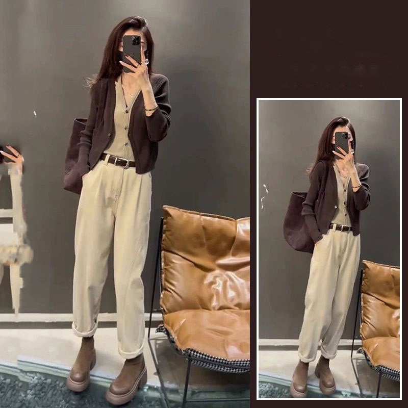 Knitwear All-matching Youthful-looking Casual Pants Two-piece Set - kinko