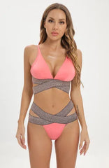 Split Swimsuit Bikini Beauty Back Push up Sling Swimsuit Crisscross Suit
