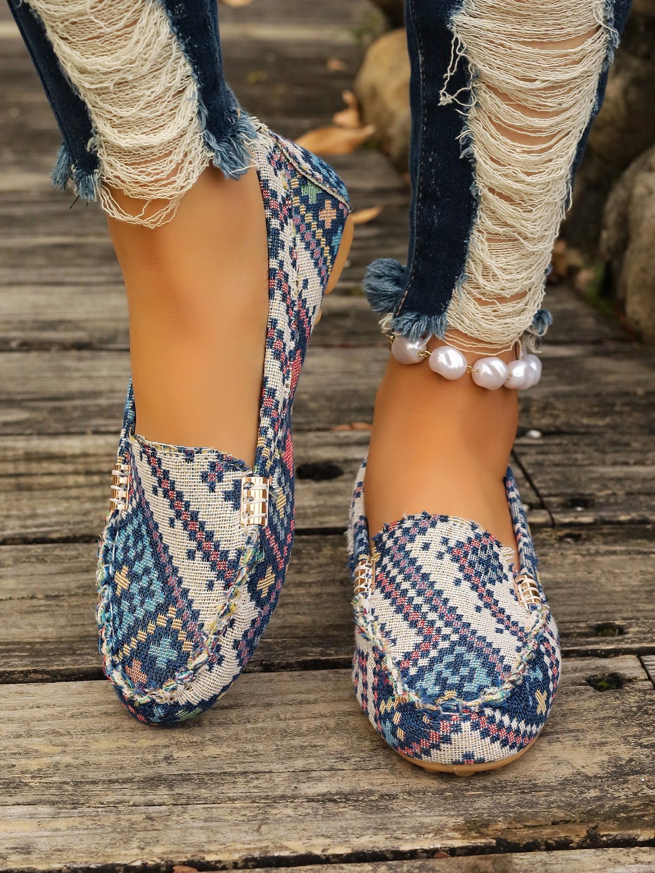 Arrival Color Matching Cloth Surface Lazy Flat Pumps Women Ethnic Low Cut Breathable Lazy Work Shoes - kinko Global Holdings inc