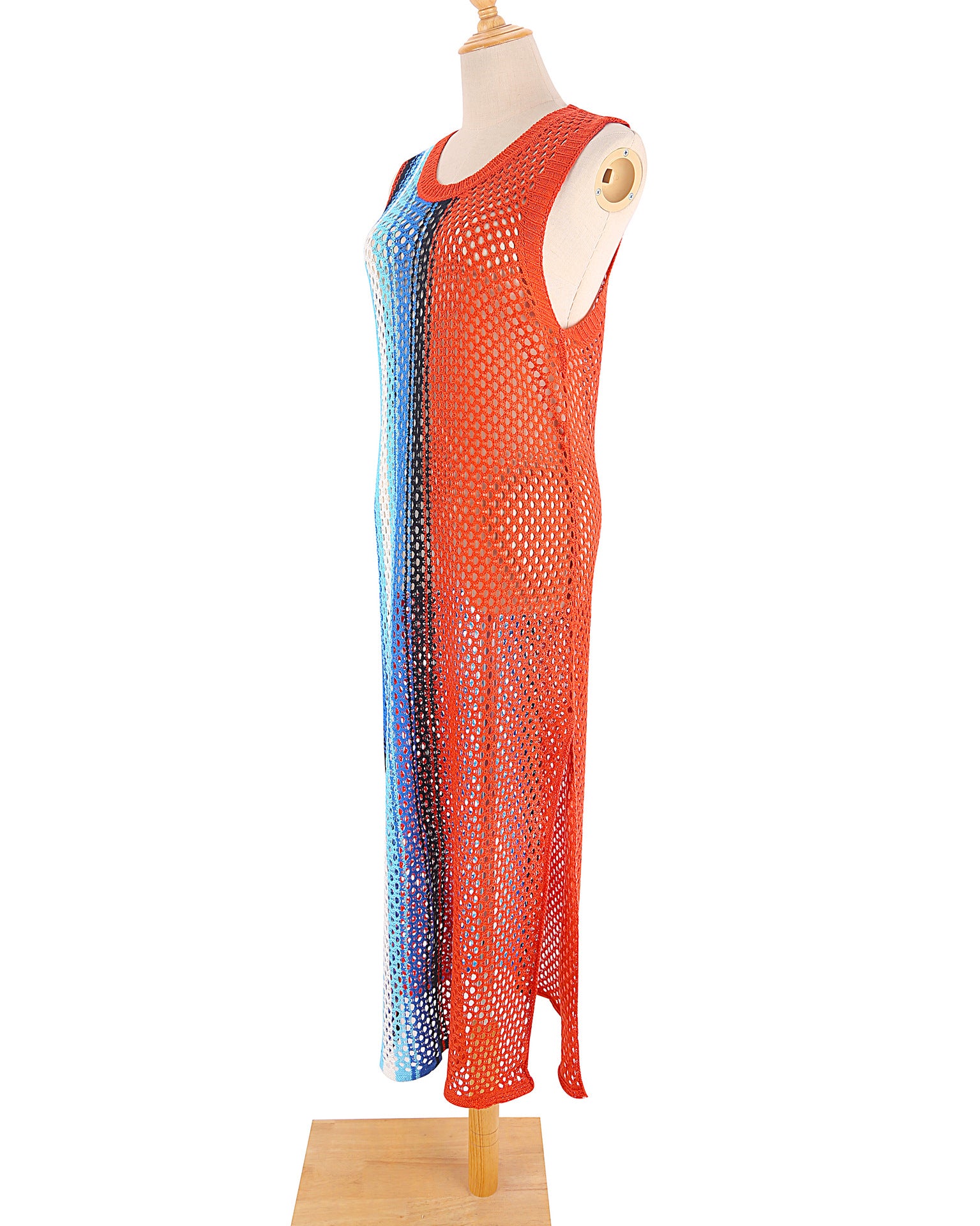 Vest Knit Halter Dress Hollow Out Cutout out Sexy Beach Sun Protection Clothing Vacation Beach Cover Up Swimsuit Outwear - kinko Global Holdings inc