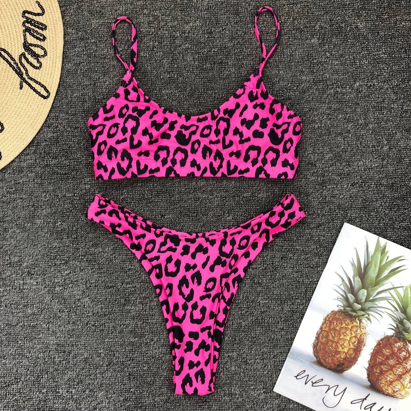 Women Seperated Swimwear Sexy Leopard Print Bikini Push up - kinko Global Holdings inc