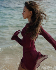 Sexy See Through Backless Slim Fit Comfortable Beach Beach Cover Up Bohemian Woolen Dress