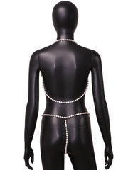 Cross Mirror Women Clothing Summer Sexy Three Point Pearl Halter Set Women