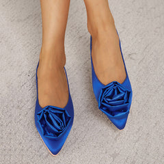 Flat Heel Pointed Flat Shoes Satin Floral Low Cut Casual Pumps Women - kinko Global Holdings inc