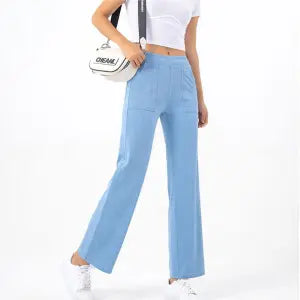 Summer Multi Pocket Workwear Jeans Women Retro Trendy High Waist Slimming Straight Wide Leg Casual Pants