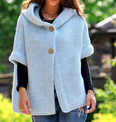 Sweater ladies fall/winter loose knit hooded sweater
