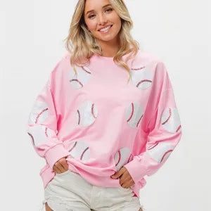 Spring Popular Baseball Sequined Sweatshirt Lazy Long Sleeve Tops Outerwear Women