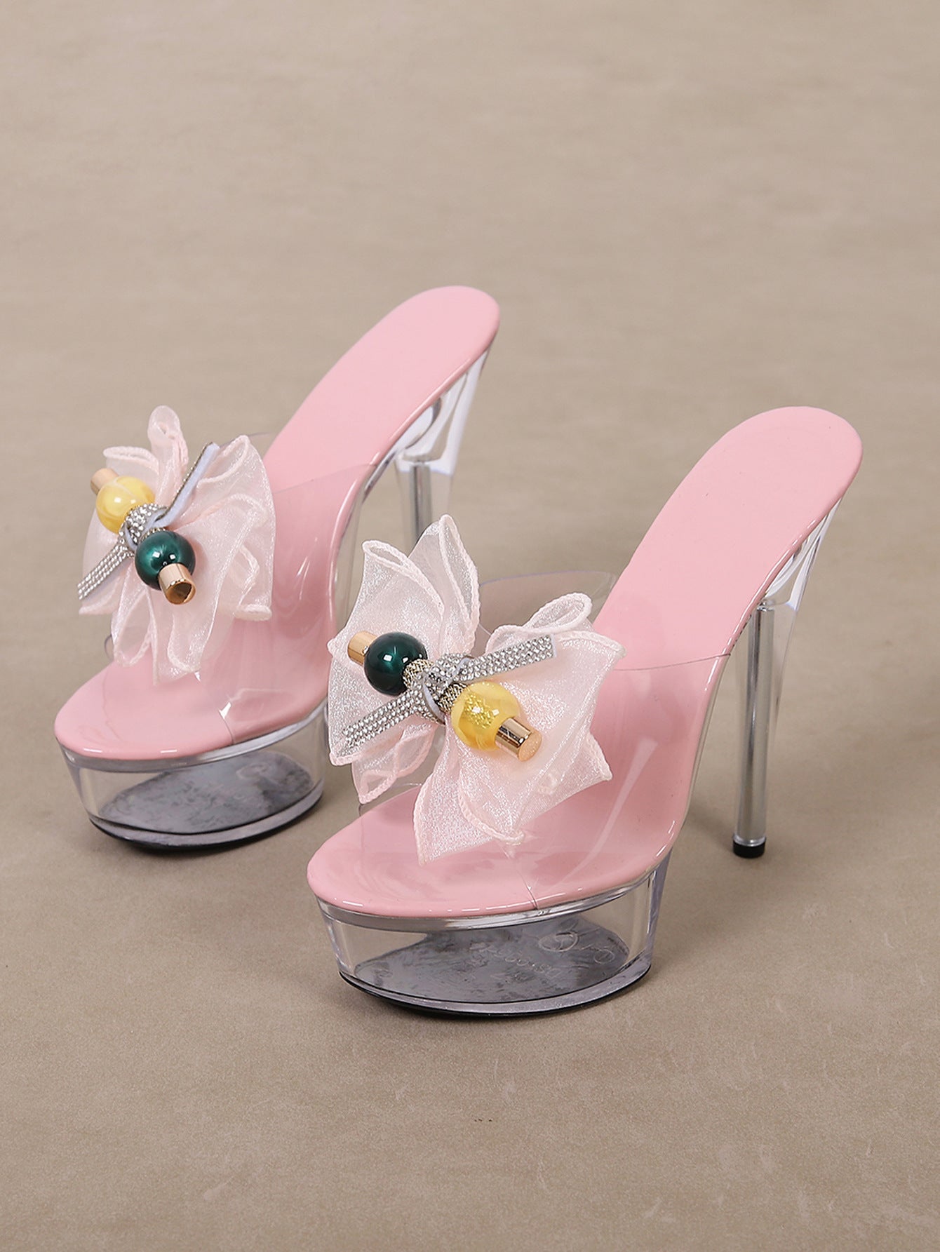 High Heel Platform Shoes Bar Model Catwalk Women Transparent Crystal High Heel Sandals Party Sandals - kinko Global Holdings inc