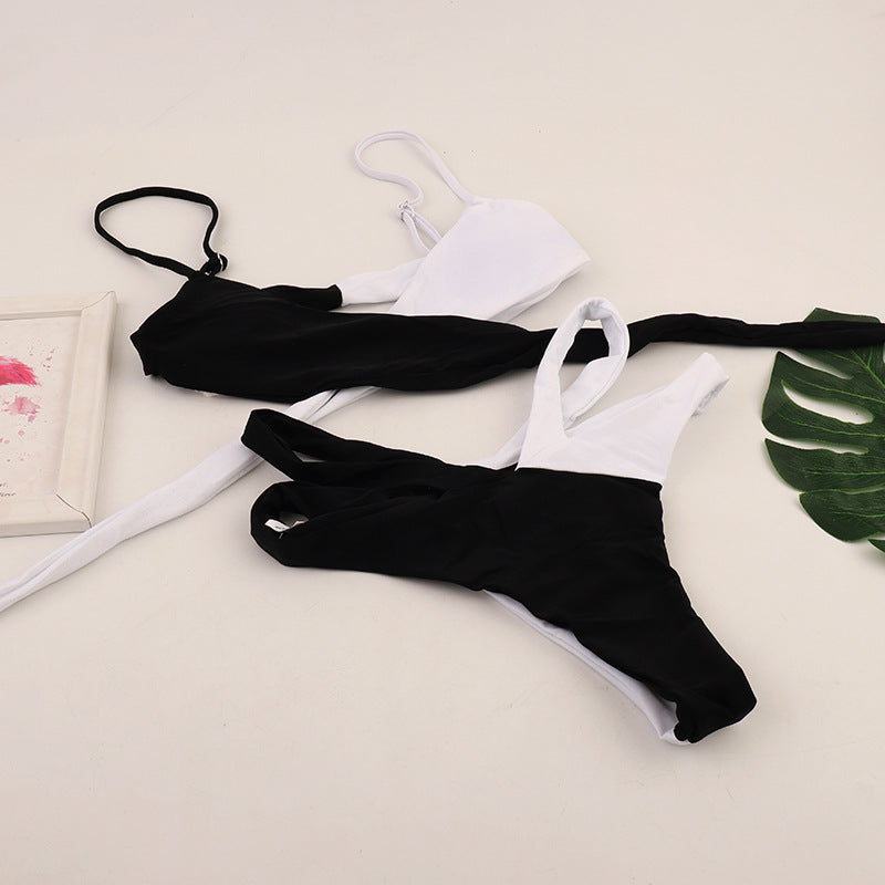 Swimsuit Sexy Strap Two Tone Split Bikini Swimsuit - kinko Global Holdings inc