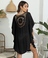 Women Ruffled Dress Women Clothing Hand Crocheting Stitching Tassel Beach Beach Cover Up