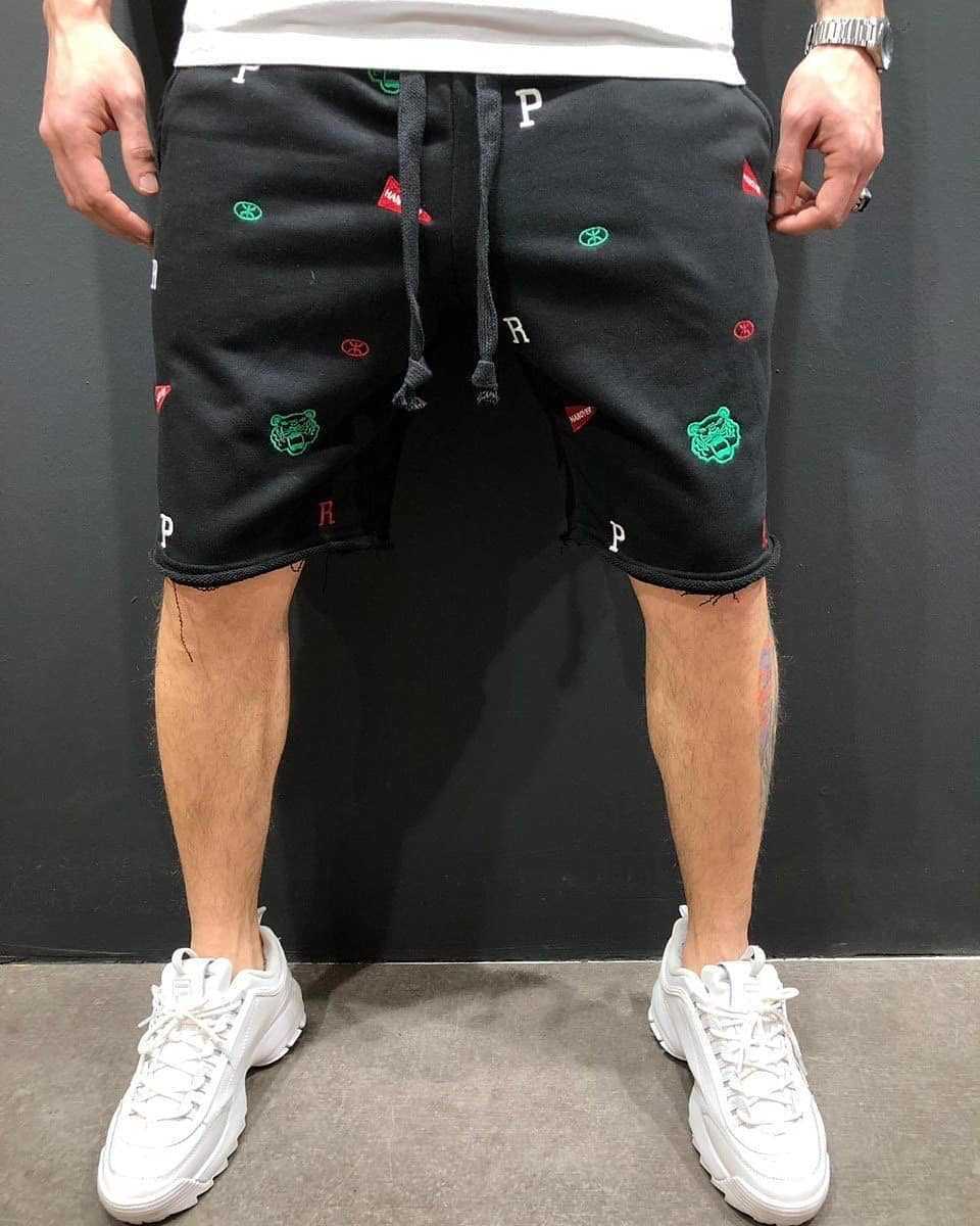 Embroidered shorts beggar pants men's pants
