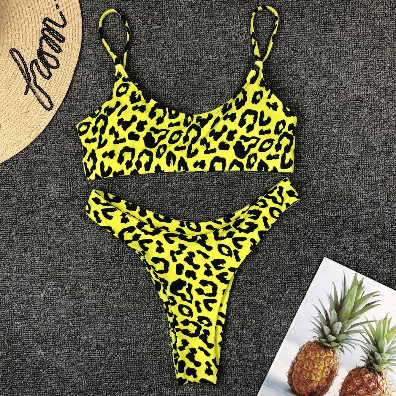 Women Seperated Swimwear Sexy Leopard Print Bikini Push up - kinko Global Holdings inc
