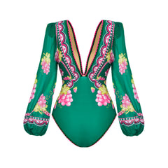 Ruffled One Piece Swimsuit Vacation Women