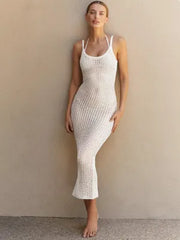 Beach Casual Solid Color Knit Camisole Knit Smock Over A Dress