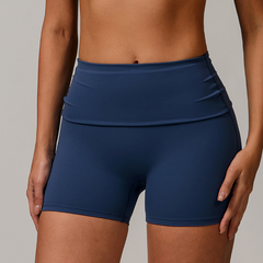 Sollinarry Sustainable Recycled Fold High Waist Quick Drying Yoga Shorts Women Sports Hip Lifting Running Workout Shorts - kinko Global Holdings inc