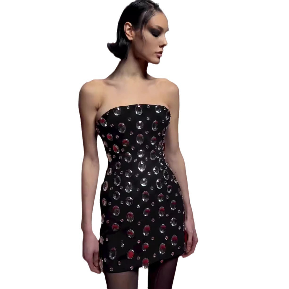 Off-shoulder Diamond-embedded Tube Top Party Dress - kinko