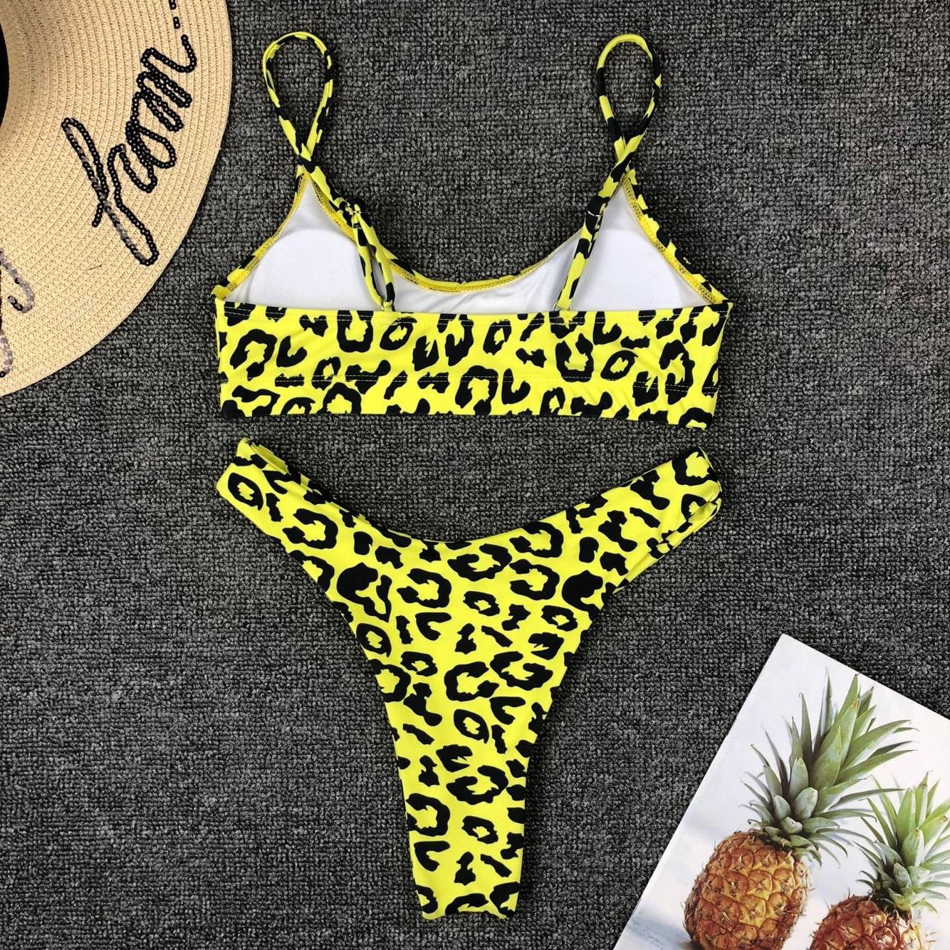 Women Seperated Swimwear Sexy Leopard Print Bikini Push up - kinko Global Holdings inc