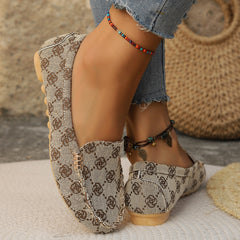 Arrival Color Matching Cloth Surface Lazy Flat Pumps Women Ethnic Low Cut Breathable Lazy Work Shoes - kinko Global Holdings inc