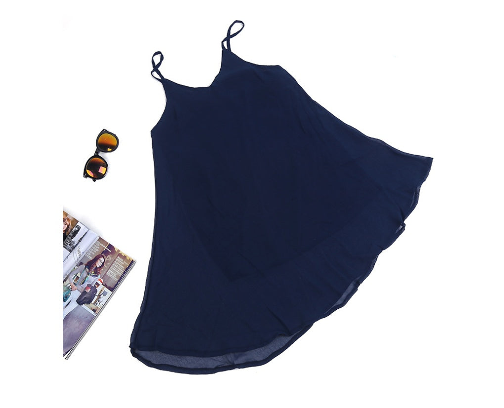 Summer European station new women's dresses Europe and the United States hot low-cut big swing strap short skirt - kinko