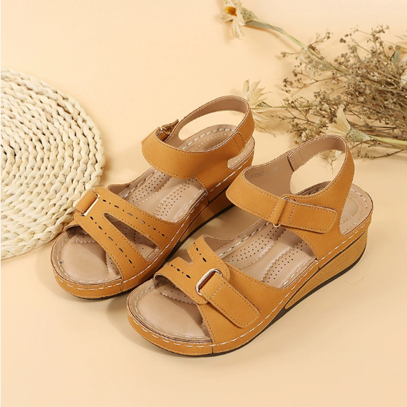 Southeast Asia plus Size Velcro Platform Sandals Women Hollow Out Cutout-out Wedge Stitching Beach Slippers - kinko Global Holdings inc