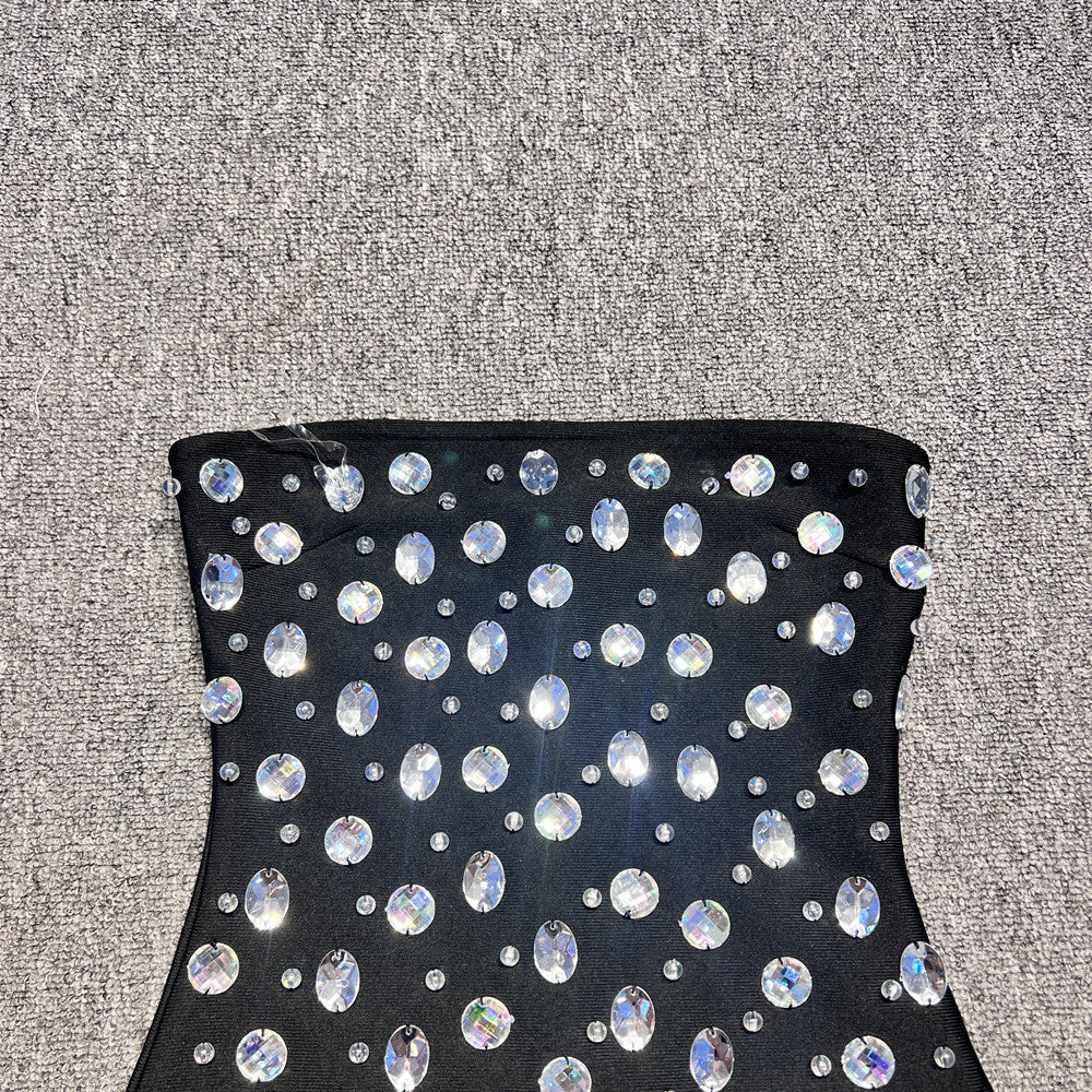 Off-shoulder Diamond-embedded Tube Top Party Dress - kinko