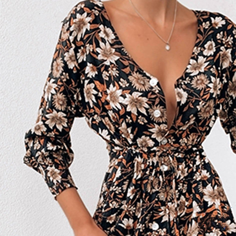 Women Floral Boho Party Dress Sexy Ladies Clothes Dresses - kinko
