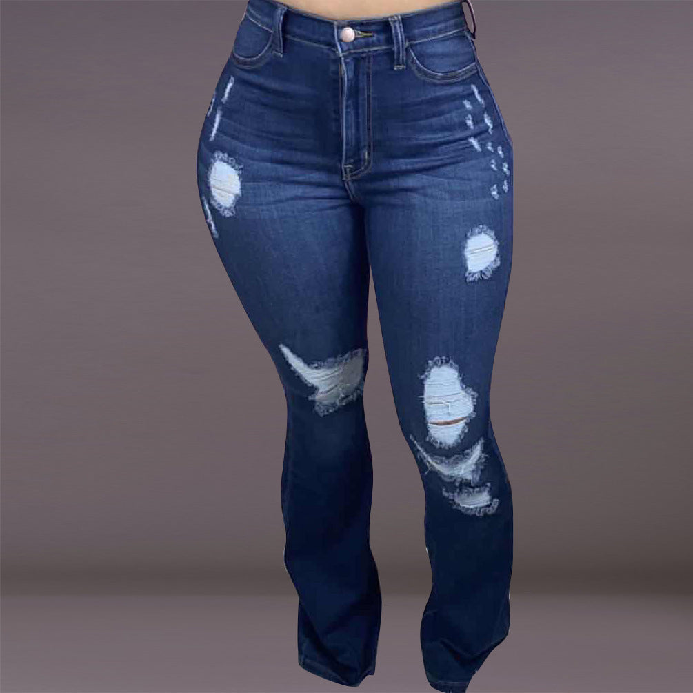 Fall Winter New Style Frayed Monkey Wash Jeans