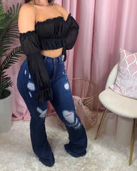 Fall Winter New Style Frayed Monkey Wash Jeans