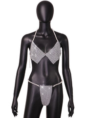 Cross Mirror Women Clothing Summer Sexy Three Point Pearl Halter Set Women