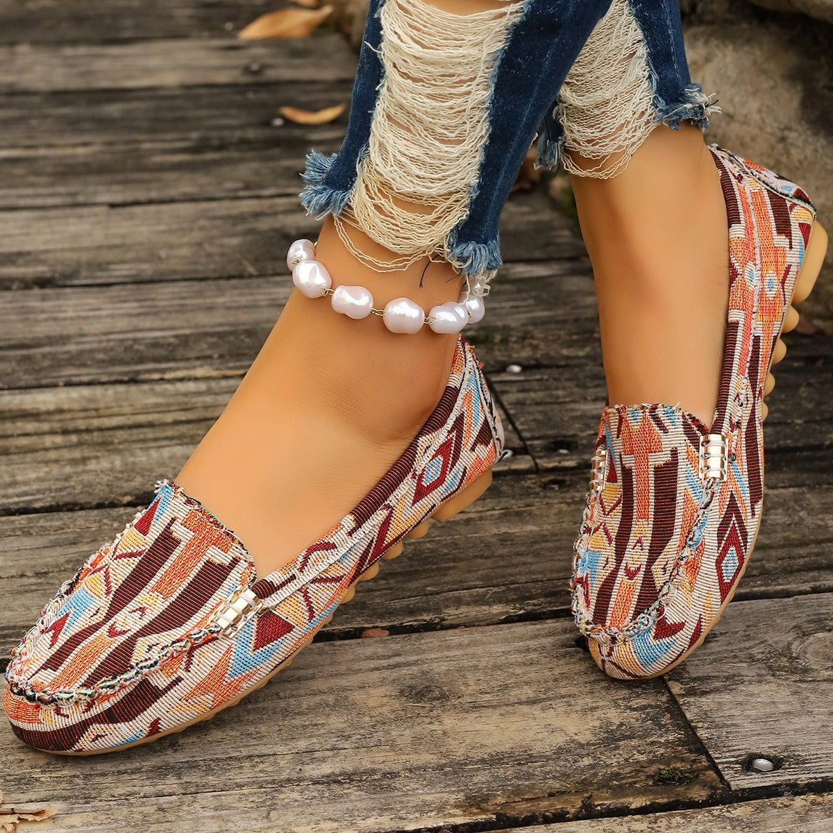 Arrival Color Matching Cloth Surface Lazy Flat Pumps Women Ethnic Low Cut Breathable Lazy Work Shoes - kinko Global Holdings inc