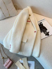 Gentle Sweet Polyester Mohair Blazer - kinko