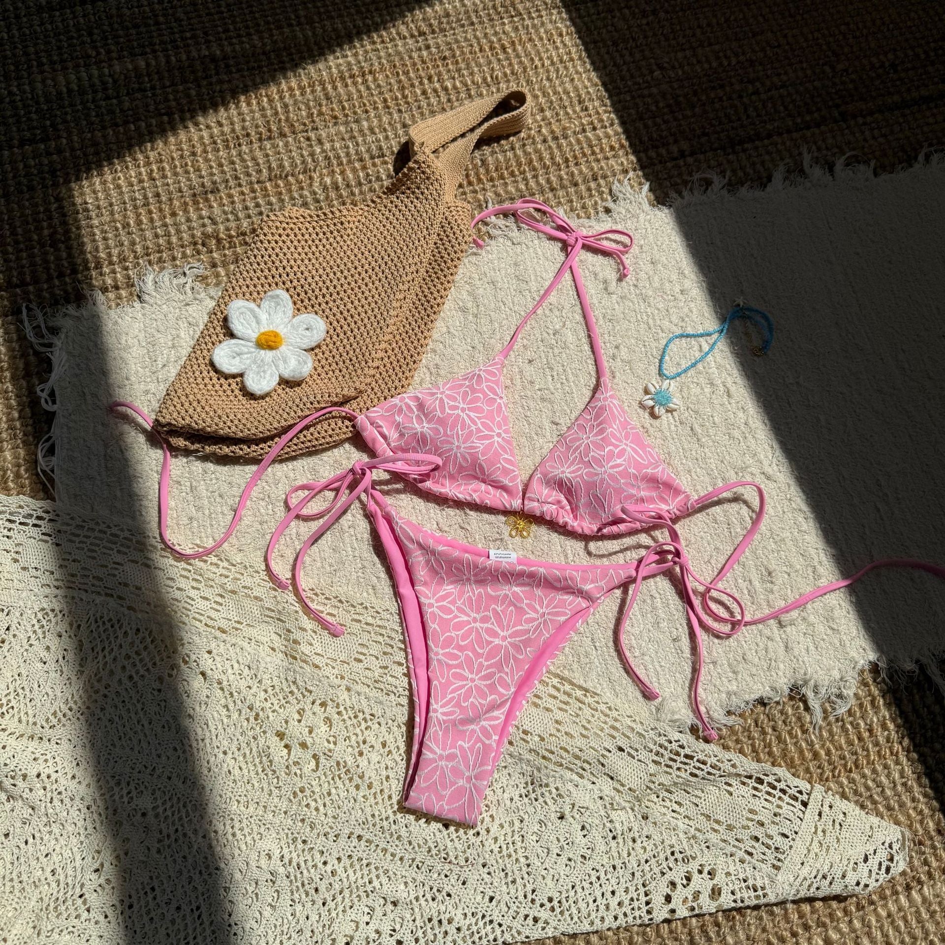 Sexy Two Piece Bikini Swimsuit Women Split Halter Lace up Swimsuit - kinko Global Holdings inc