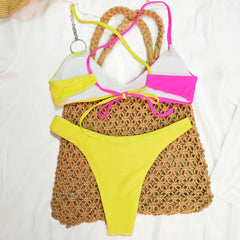 Sexy Color Block Sexy Split Bikini Swimsuit Women