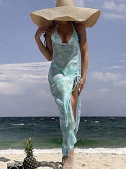 Swimwear Blooming Three Piece Bikini Sexy Neck Bikini Women Dress Split Swimsuit