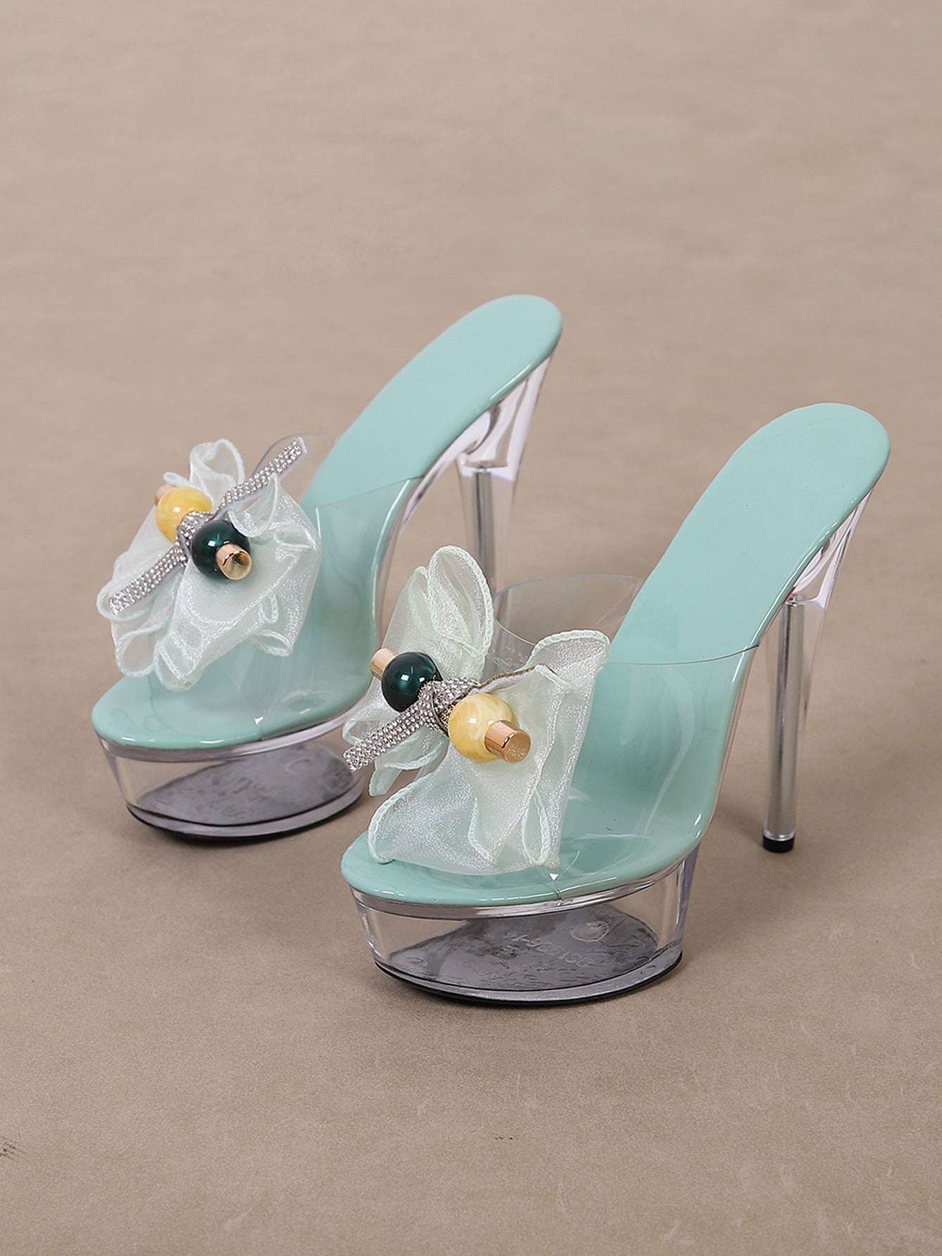 High Heel Platform Shoes Bar Model Catwalk Women Transparent Crystal High Heel Sandals Party Sandals - kinko Global Holdings inc