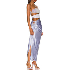 Pearl Shoulder Strap One Piece Swimsuit Women Vacation Beach Swimsuit