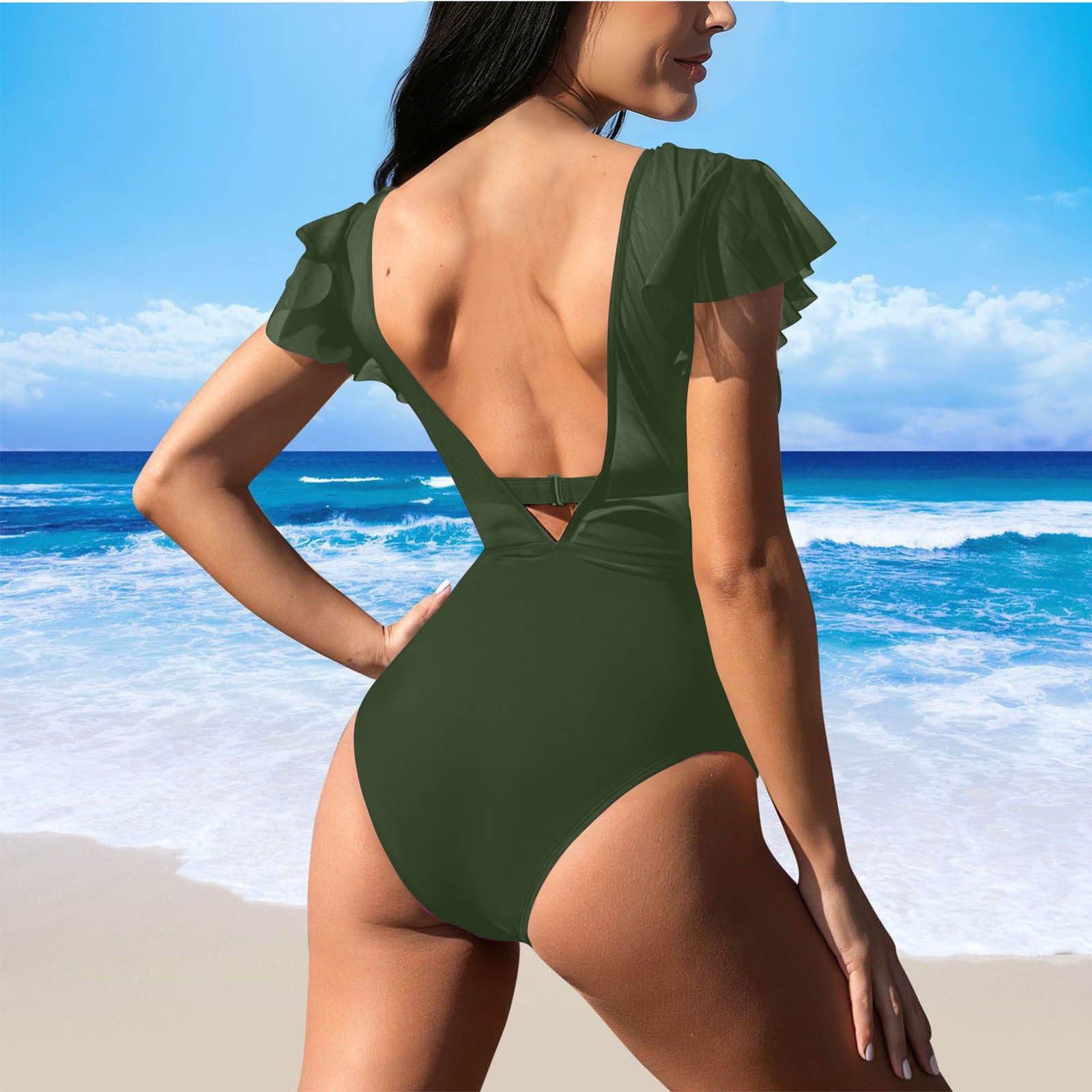 Swimwear Women Solid Color Split Sexy Bikini Swimsuit - kinko Global Holdings inc