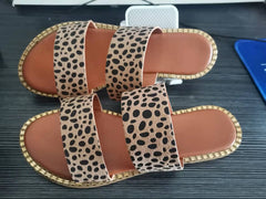 Summer Flat plus Size Leopard Print Outdoor Casual Slippers Women Slipper - kinko Global Holdings inc