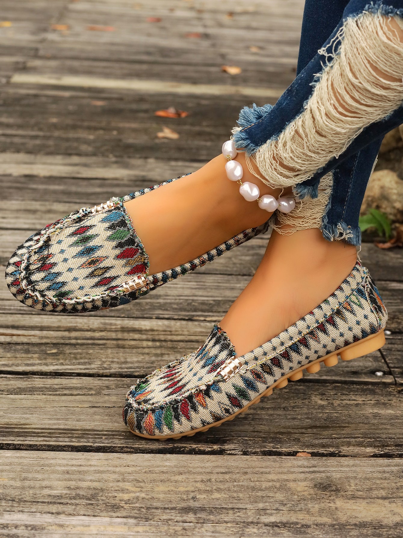 Arrival Color Matching Cloth Surface Lazy Flat Pumps Women Ethnic Low Cut Breathable Lazy Work Shoes - kinko Global Holdings inc